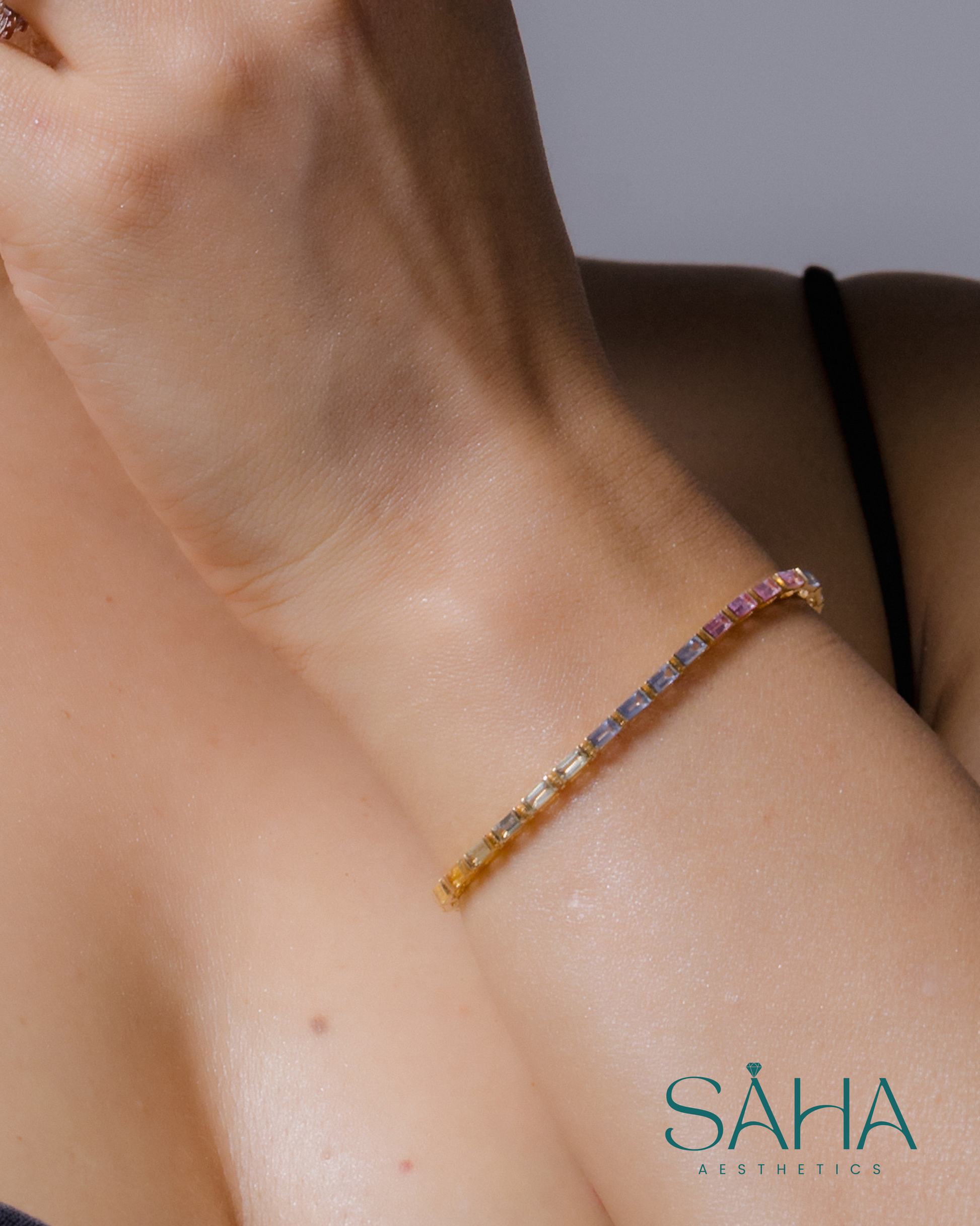 14K Yellow Gold Bracelet with Natural Sapphires