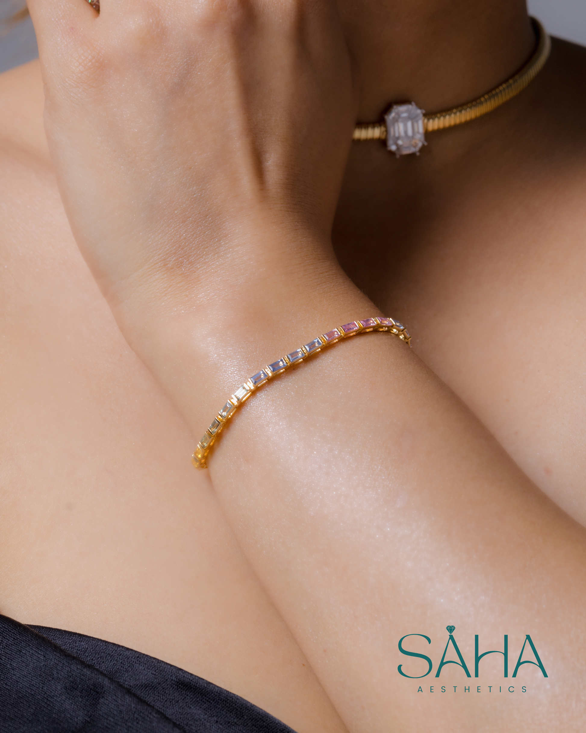 14K Yellow Gold Bracelet with Natural Sapphires